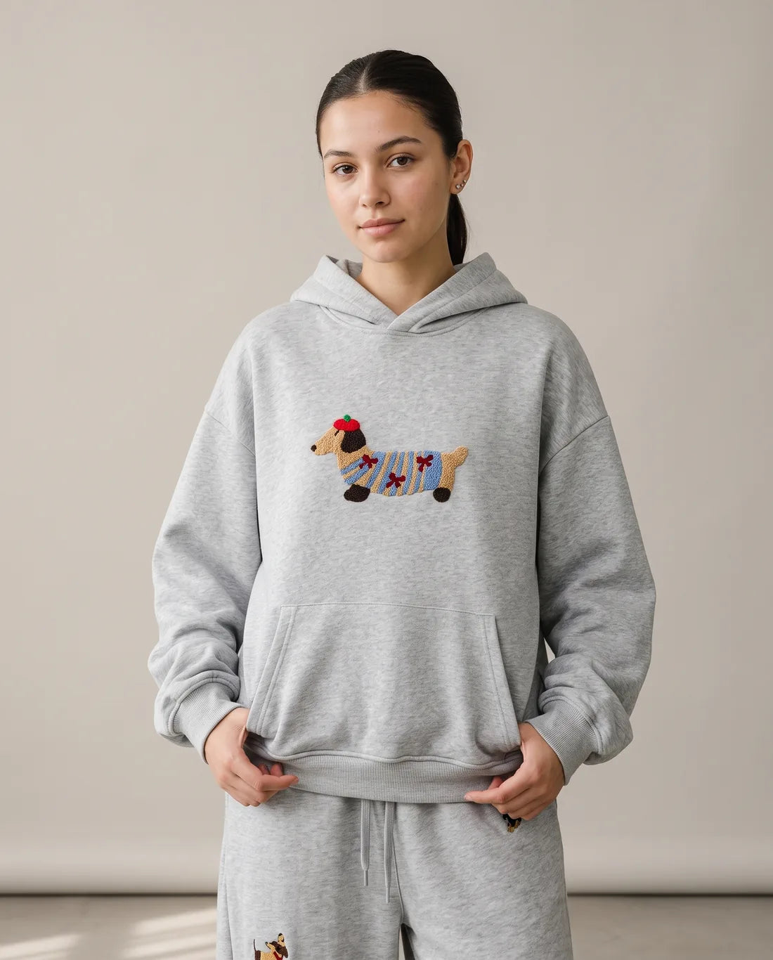 Doby Kapüşonlu Sweatshirt · Melanj Gri · Model görseli · dijital