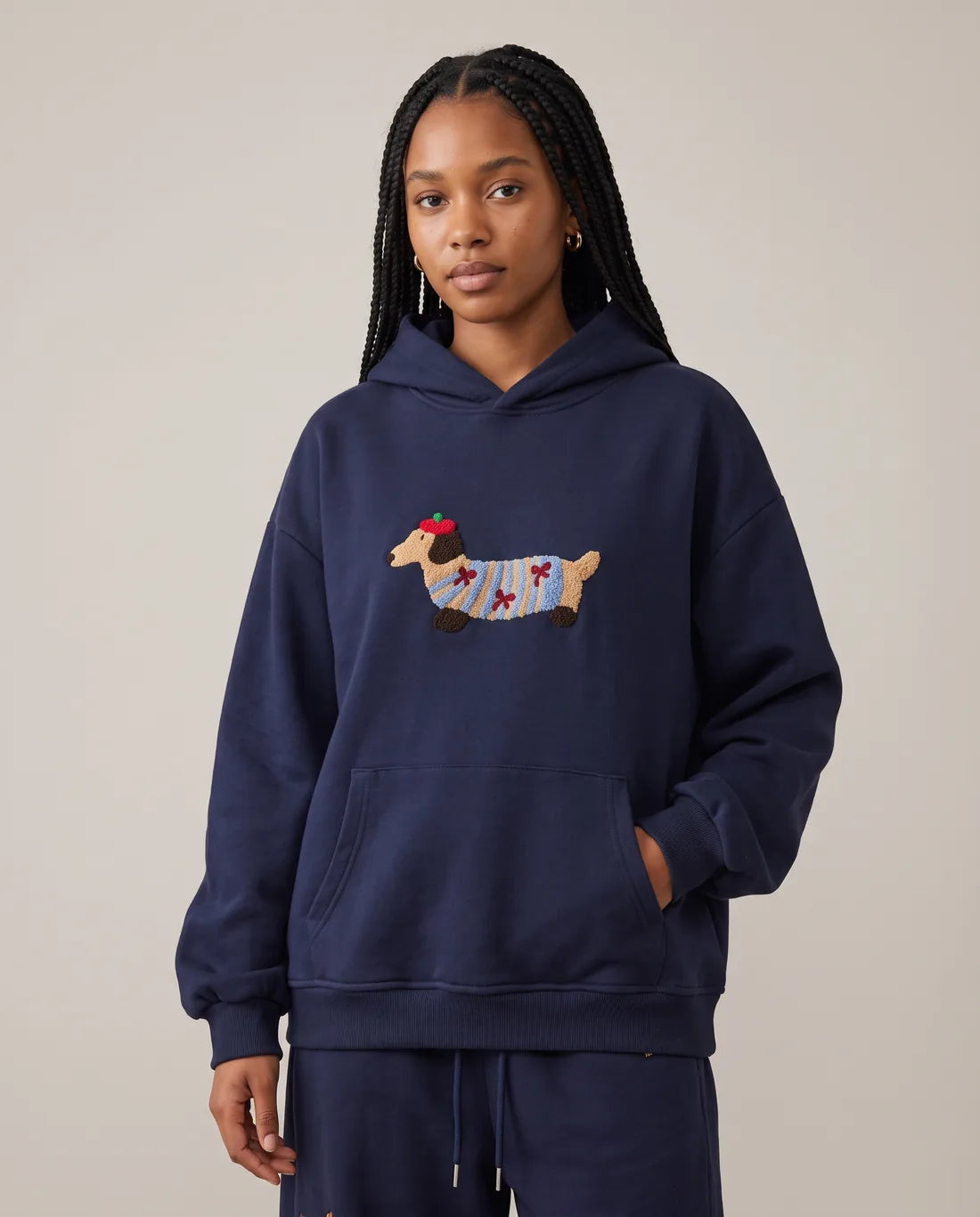 Doby Kapüşonlu Sweatshirt · Lacivert · Model görseli · dijital